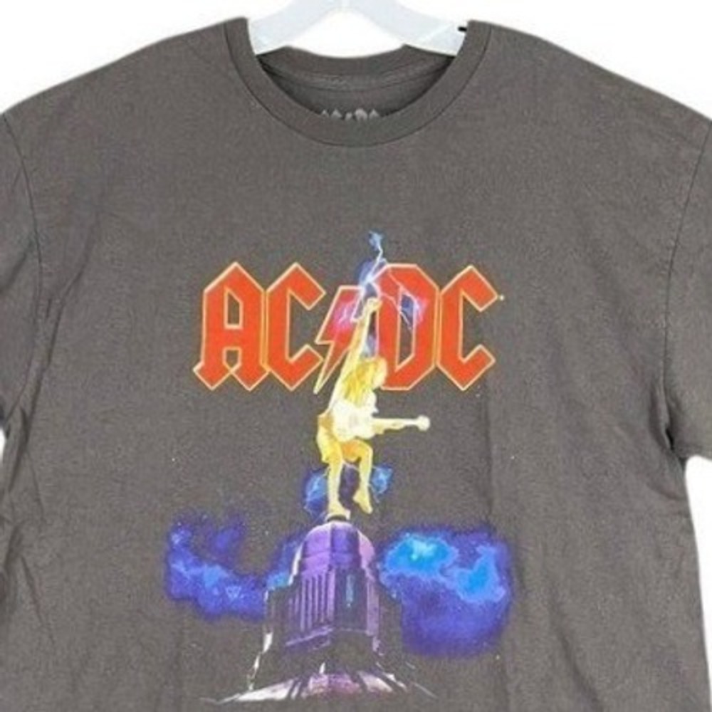 AC/DC Spencer Gifts Graphic T-Shirt Mens XL Gray Angus Young Rock Concert Tee